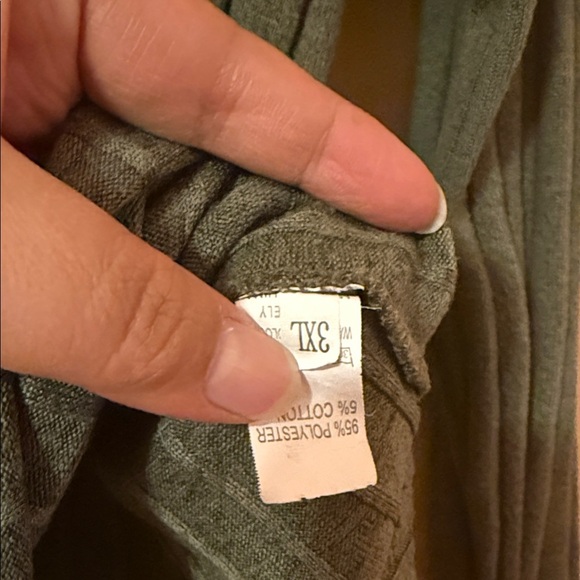 Olive Green V-Neck Ribbed Sweater - Picture 4 of 5